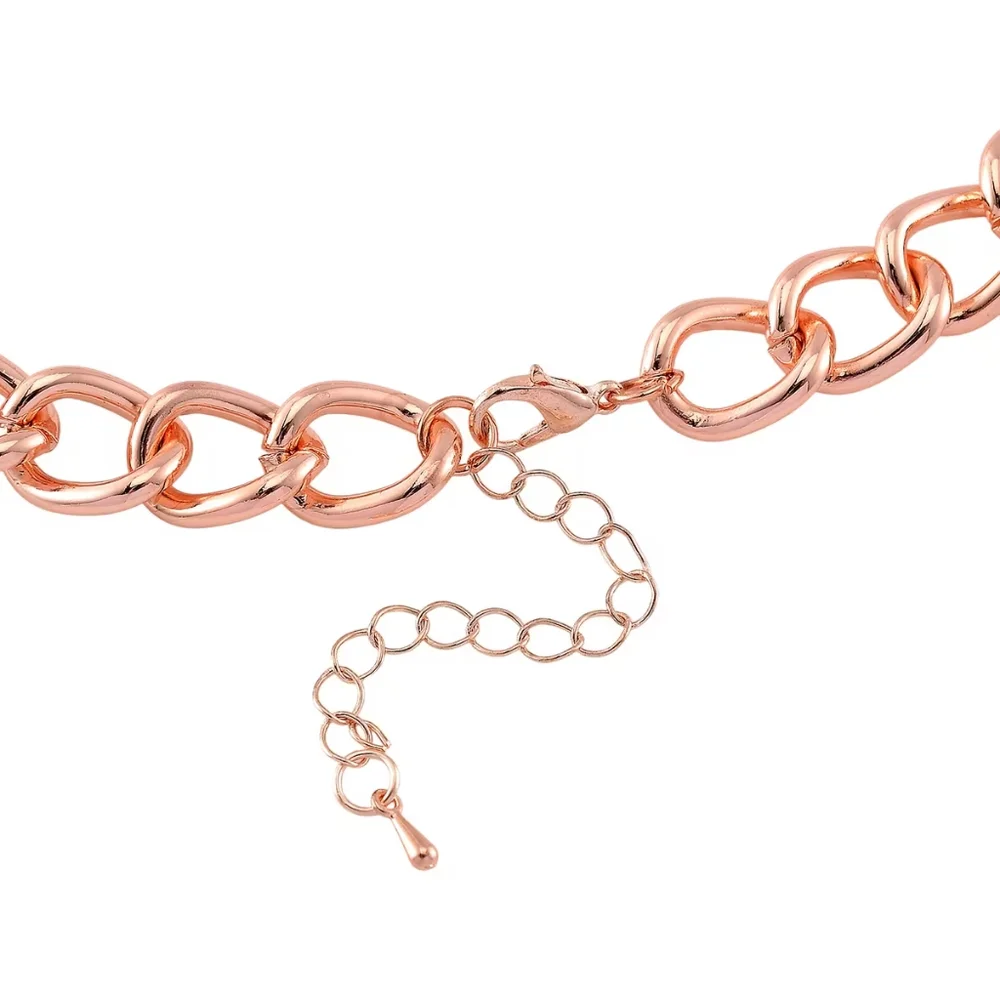 Bold Rose‎ Gold Chain Necklace with Pave Panther Link Detail NWT